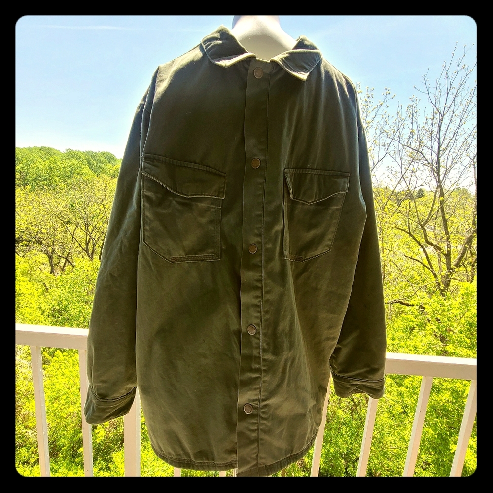 Woolrich Khaki Long Snap Button Jacket - image 1